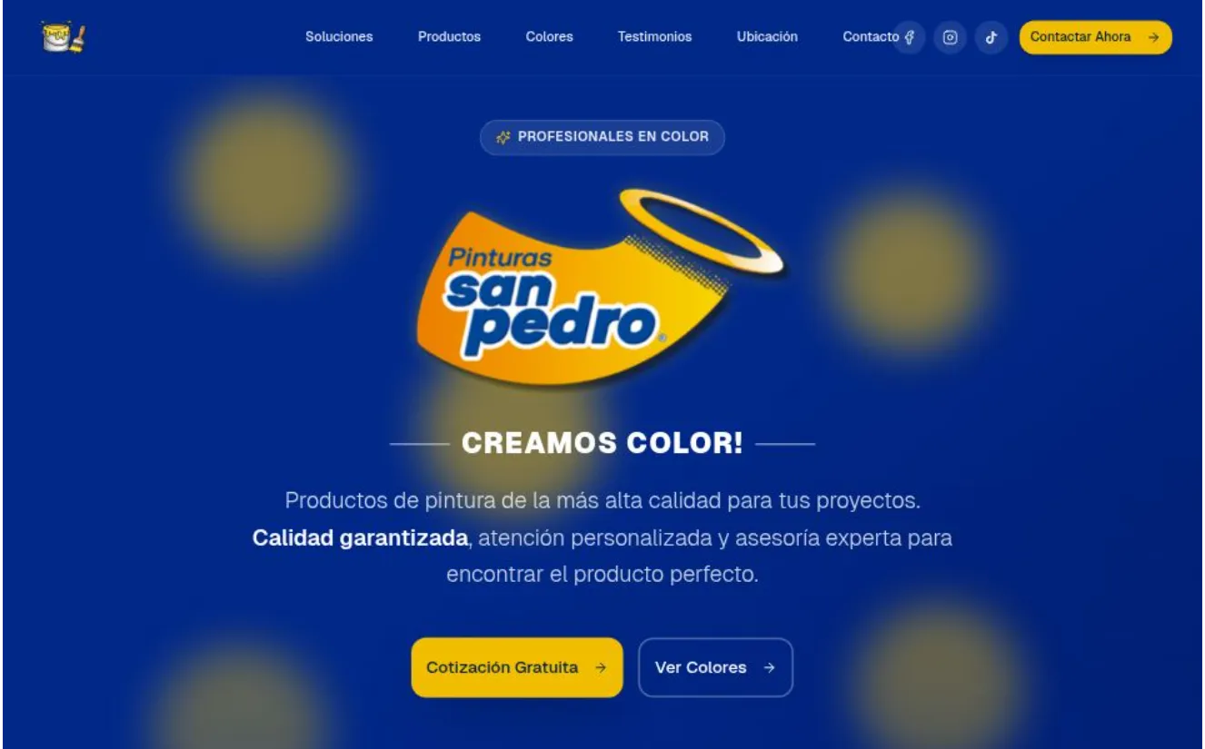 Pinturas San Pedro - Proyecto web desarrollado por InZidium